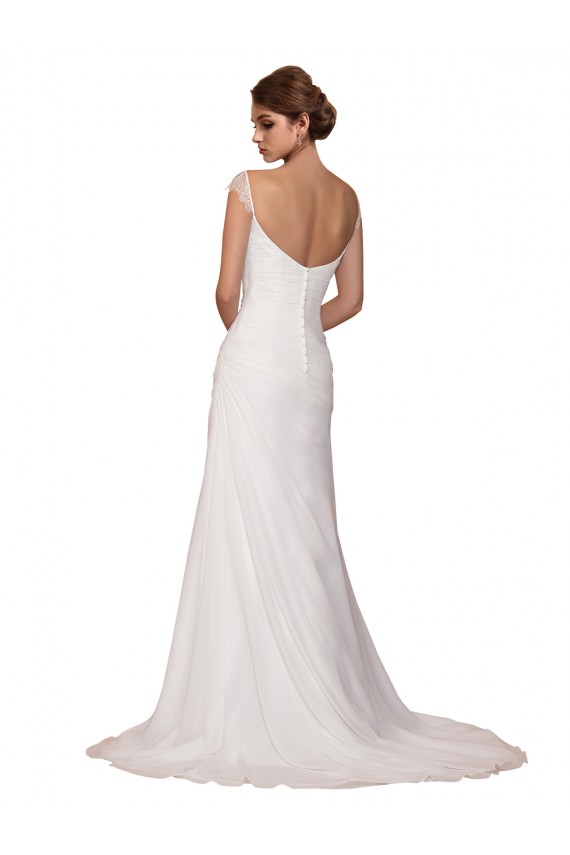 Soft Chiffon Chapel Train V-Neck Sheath Wedding Dress Armadale