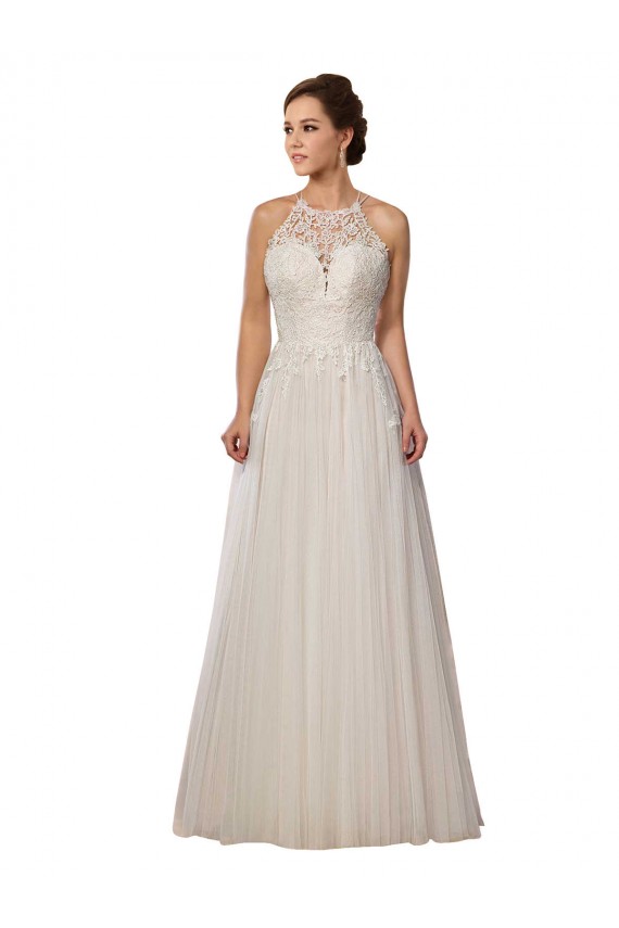 Tulle Sweep Train Illusion Neck A-Line Wedding Dress Armadale