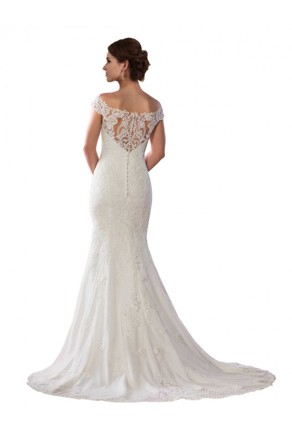 Lace Cap Sleeves Off the Shoulder Ivory Mermaid Boho Wedding Dress Armadale