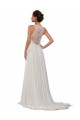 Soft Chiffon Chapel Train Illusion Neck Sheath Wedding Dress Armadale