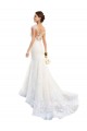 Lace Cap Sleeves Illusion Neck White Mermaid Wedding Dress Armadale