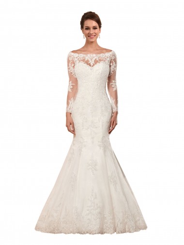 Lace Chapel Train Bateau Neck Mermaid Sexy Wedding Dress Armadale
