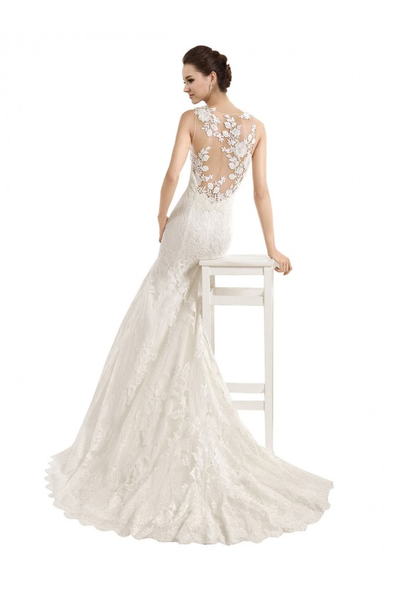 Lace Chapel Train Illusion Neck Mermaid Wedding Dress Armadale
