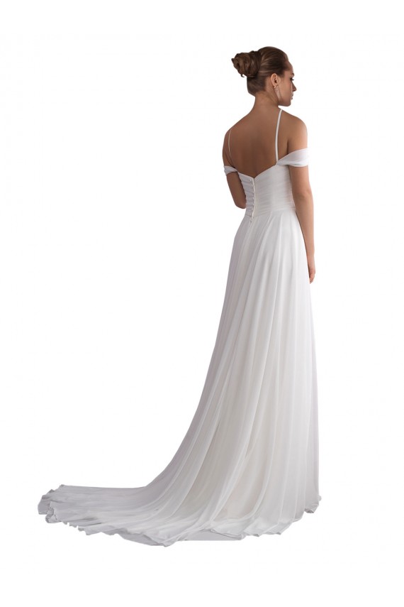 Soft Chiffon Sweep Train Off the Shoulder A-Line Beach Wedding Dress Armadale