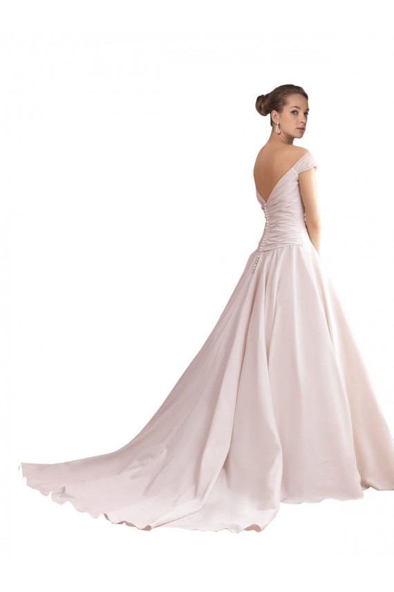 Satin V-Back Chapel Train Off the Shoulder A-Line Wedding Dresses Armadale