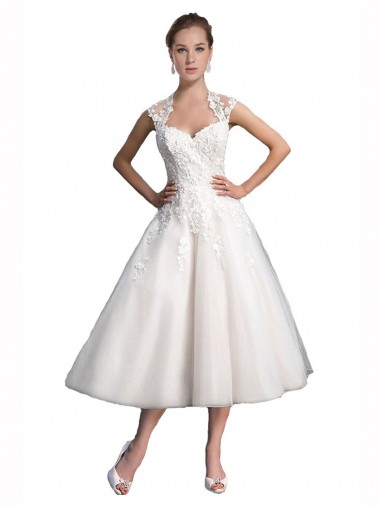 Tulle & Lace Tea Length Sweetheart A-Line Beach Wedding Dress Armadale