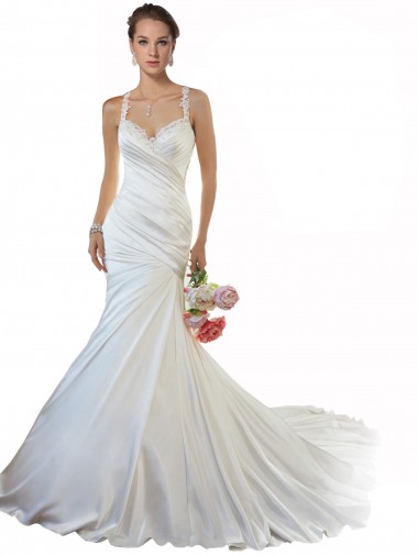 Satin Chapel Train Sweetheart Mermaid Beach Wedding Gowns Armadale