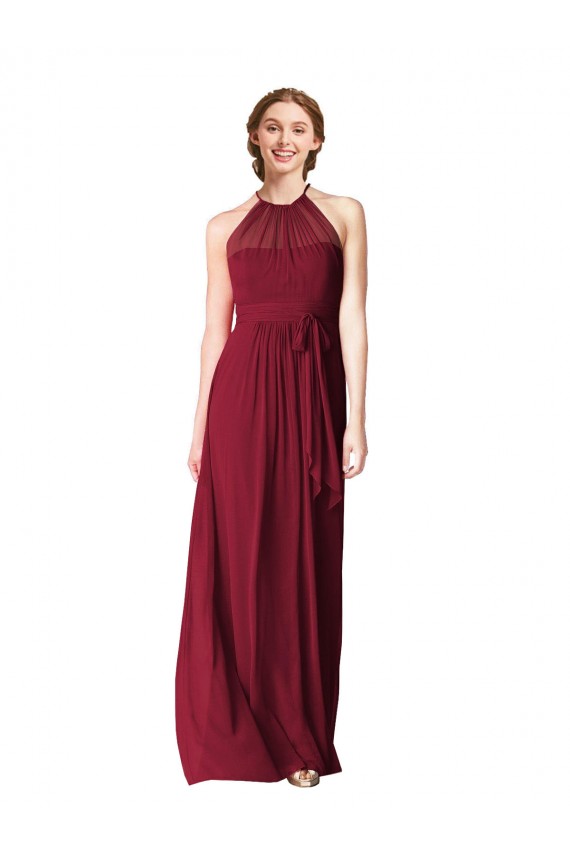 Chiffon Long Halter Neck Burgundy A-Line Evening Gowns / Bridesmaid Dresses Armadale