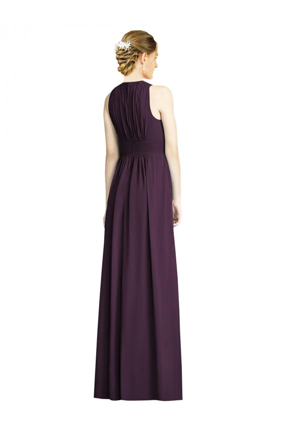 Soft Chiffon Long V-Neck Grape A-Line Bridesmaid Dress Armadale