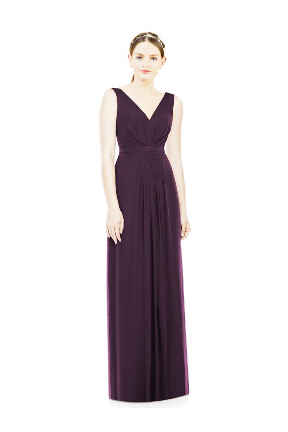 Chiffon Long V-Neck Grape A-Line Bridesmaid Dress / Evening Dress Armadale