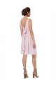 Soft Chiffon Knee Length V-Neck Dark Navy A-Line Bridesmaid Dress Armadale