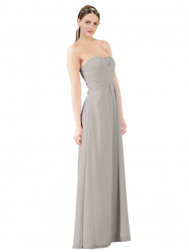 Soft Chiffon Long Sweetheart Oyster Silver A-Line Bridesmaid Dress Armadale