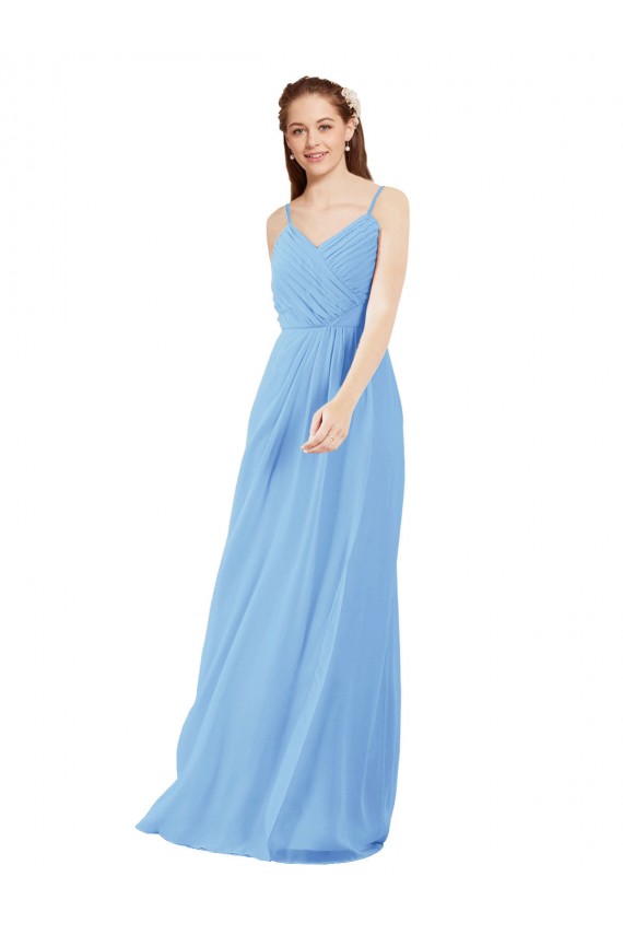 Soft Chiffon Low Back Long V-Neck Sheath Bridesmaid Dress Armadale