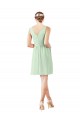 Soft Chiffon Knee Length V-Neck Sage A-Line Bridesmaid Dress Armadale