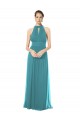 Soft Chiffon Keyhole Back Long Halter Neck Hunter A-Line Bridesmaid Dress Armadale
