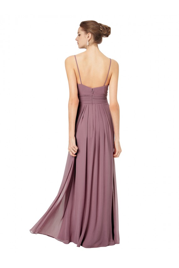Soft Chiffon Open Back Long Spaghetti Straps A-Line Bridesmaid Gowns Armadale