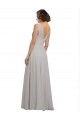 Soft Chiffon V-Back Long V-Neck Oyster Silver A-Line Bridesmaid Dress Armadale