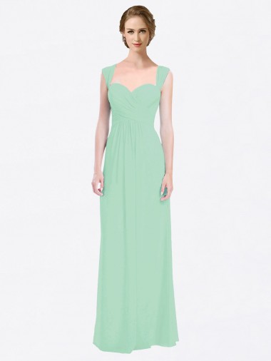 Soft Chiffon V-Back Long Sweetheart Mint Green A-Line Bridesmaid Dress Armadale