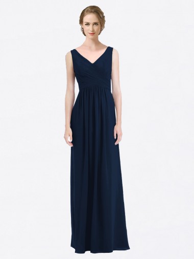 Soft Chiffon Low Back Long V-Neck A-Line Evening Gowns / Bridesmaid Dress Armadale