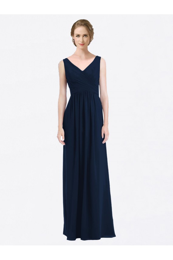 Soft Chiffon Low Back Long V-Neck A-Line Evening Gowns / Bridesmaid Dress Armadale