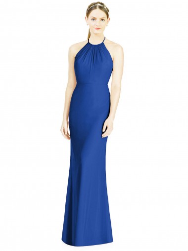 Soft Chiffon Criss Cross Back Long Halter Neck Trumpet Bridesmaid Dress Armadale