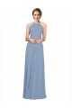 Chiffon Criss Cross Open Back Long Halter Neck Dusty Blue A-Line Bridesmaid Dress / Evening Dress Armadale