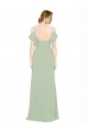 Lxue Chiffon Low Back Long Off the Shoulder Smoke Green A-Line Bridesmaid Dress Armadale
