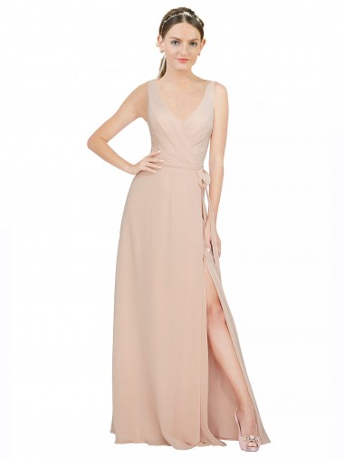 Luxe Chiffon Long V-Neck A-Line Bridesmaid Dress / Evening Dress Armadale