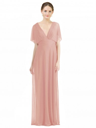 Soft Chiffon V-Back Long V-Neck Bliss Pink A-Line Bridesmaid Dress / Formal Dress Armadale