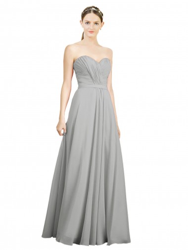 Soft Chiffon Open Back Long Sweetheart A-Line Bridesmaid Dresses Armadale