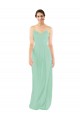 Soft Chiffon Keyhole Back Long V-Neck Mint Green Sheath Bridesmaid Dress Armadale