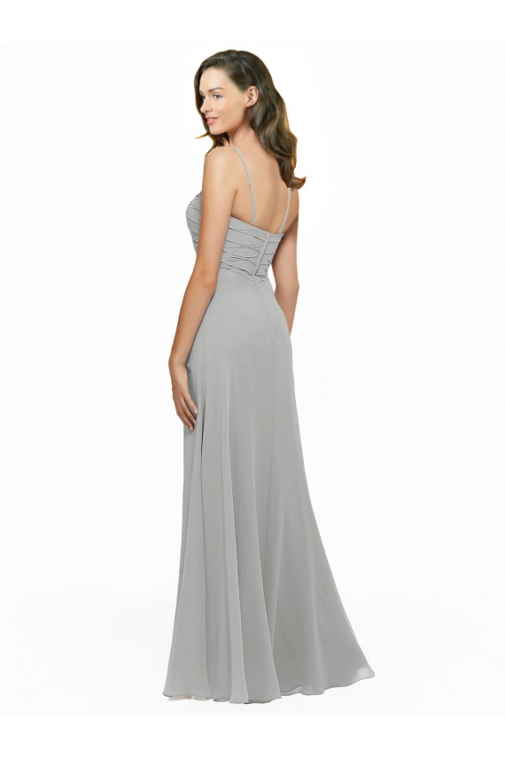 Chiffon Long Spaghetti Straps A-Line Bridesmaid Dress Armadale
