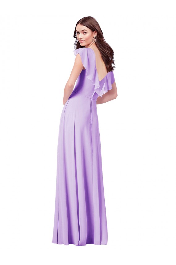 Soft Chiffon V-Back Long V-Neck Lilac A-Line Bridesmaid Dress / Formal Dress Armadale