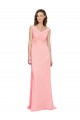 Soft Chiffon Long V-Neck Salmon A-Line Bridesmaid Dress Armadale