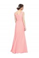 Soft Chiffon Long V-Neck Salmon A-Line Bridesmaid Dress Armadale