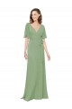 Soft Chiffon Long V-Neck Seagrass A-Line Bridesmaid Dress Armadale