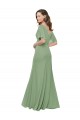 Soft Chiffon Long V-Neck Seagrass A-Line Bridesmaid Dress Armadale