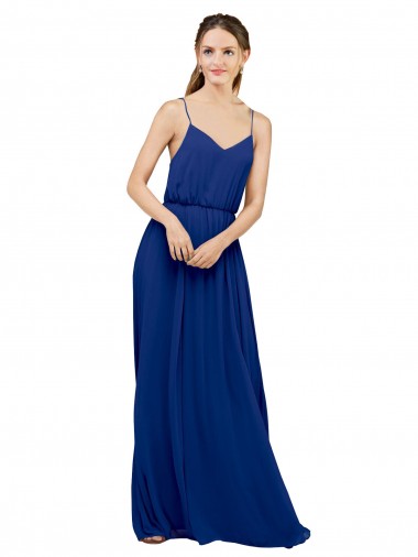 Chiffon Long Spaghetti Straps Royal Blue A-Line Bridesmaid Dress / Evening Dress Armadale