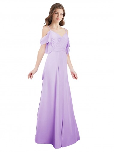 Soft Chiffon Long Off the Shoulder Lilac A-Line Formal Dress / Bridesmaid Dress Armadale