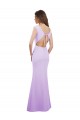 Soft Chiffon Open Back Long Round Neck Column Bridesmaid Dress Armadale