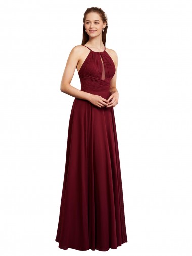 Chiffon Open Back Long Spaghetti Straps A-Line Bridesmaid Dress / Evening Dress Armadale