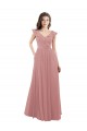 Soft Chiffon V-Back Long V-Neck Dusty Pink A-Line Bridesmaid Dress Armadale
