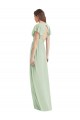 Soft Chiffon Open Back Long V-Neck Sage Trumpet Bridesmaid Dress Armadale