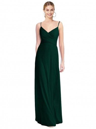 Soft Chiffon Low Back Long Spaghetti Straps Ever Green A-Line Bridesmaid Dress Armadale
