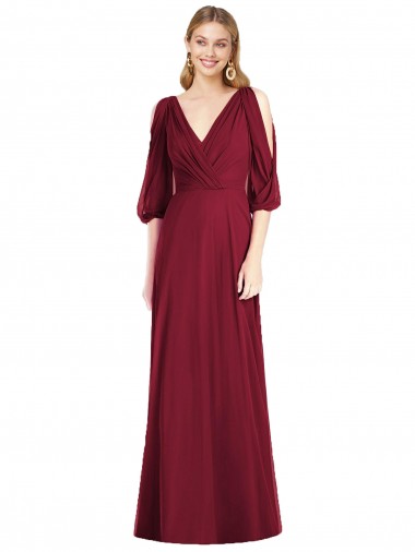 Soft Chiffon V-Back Long V-Neck Trumpet Formal Dress / Bridesmaid Dress Armadale