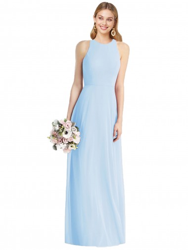 Soft Chiffon Long Halter Neck Trumpet Semi Formal Evening Dress / Bridesmaid Dress Armadale