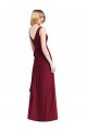 Chiffon V-Back Long Floor Length V-Neck Burgundy A-Line Bridesmaid Dress Armadale