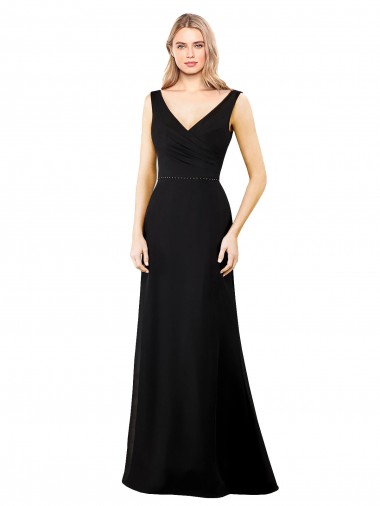 Soft Chiffon V-Back Long V-Neck A-Line Prom Dress / Bridesmaid Dress Armadale