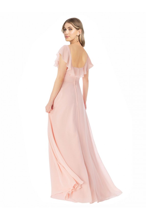 Soft Chiffon Long Square Neck A-Line Formal Dress / Bridesmaid Dress Armadale