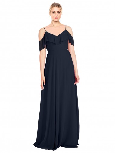 Lxue Chiffon V-Back Long Off the Shoulder A-Line Bridesmaid Dress Armadale